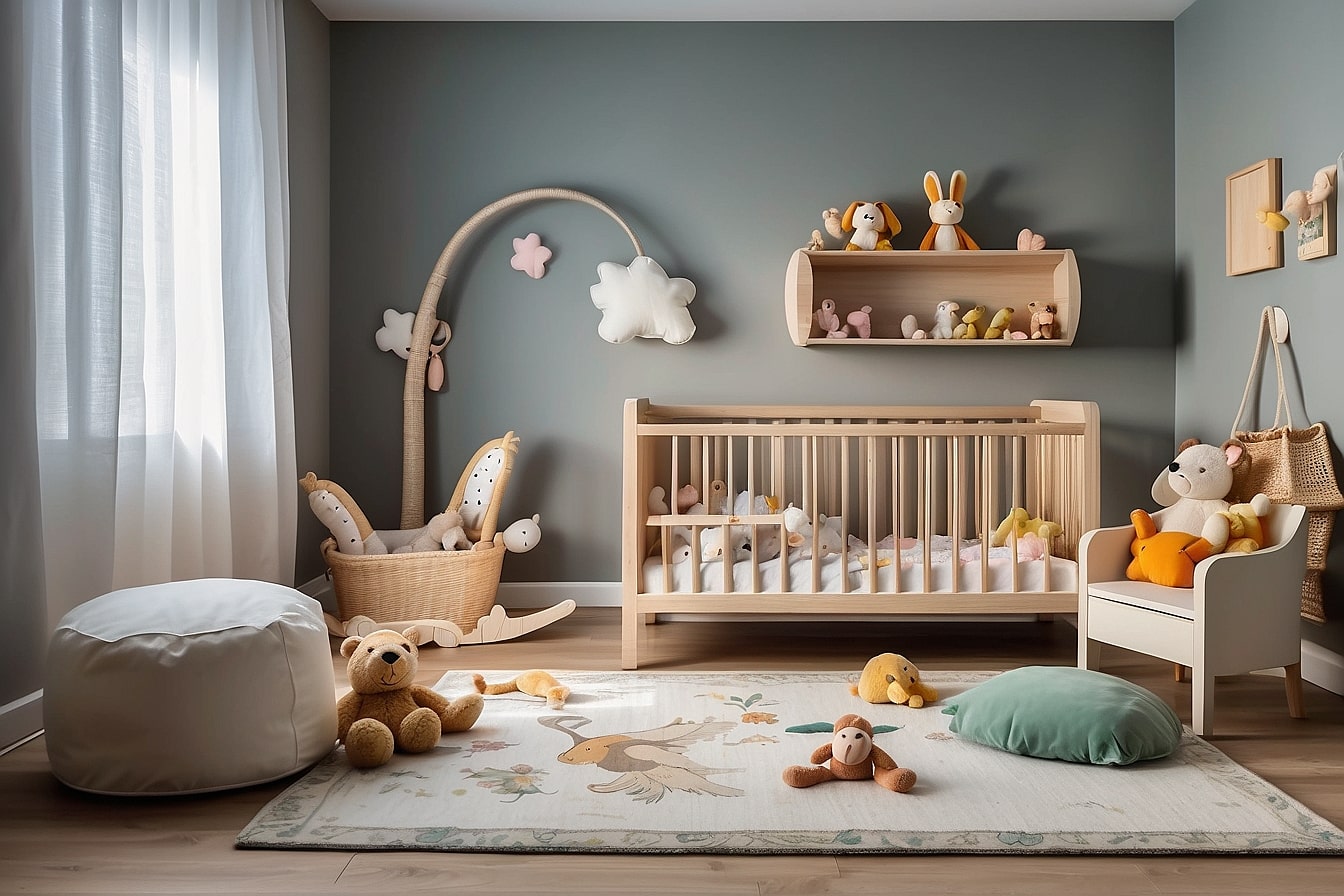 Babykamer met knuffels