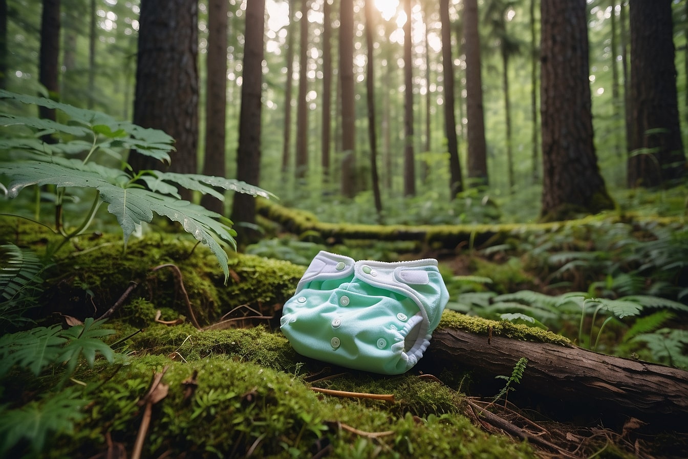 Wasbare luier in het bos